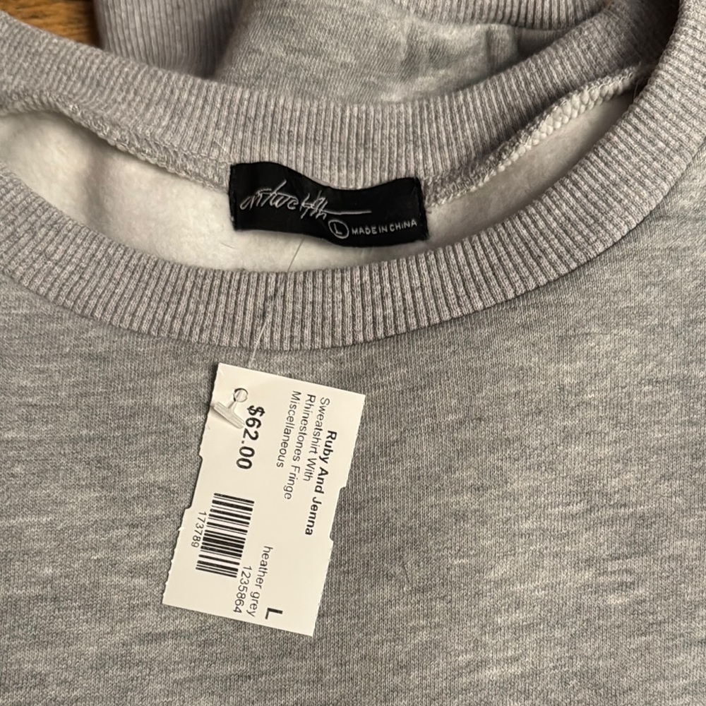 Gray Rhinestone Fringe sweatshirt - Picture 4 of 4